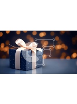 Intra Συλλεκτικό Ξύλινο Παζλ Plywood  4mm - Μπλε κουτί δώρου με λευκό φιόγκο σε τραπέζι Σε Ξύλινο Κουτί - Διαστάσεις Puzzle: 10x10 cm – 25 κομμάτια