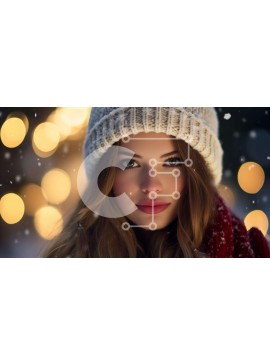 Intra Συλλεκτικό Ξύλινο Παζλ Plywood  4mm - Χειμερινή μόδα: Νεαρή γυναίκα με χειμερινή ενδυμασία με νιφάδες χιονιού που πέφτουν Σε Ξύλινο Κουτί - Διαστάσεις Puzzle: 10x10 cm – 25 κομμάτια