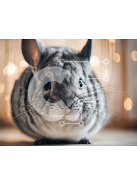 Σετ των 2 Intra Συλλεκτικό Ξύλινο Παζλ Plywood  4mm - Γκρι και άσπρο τσιντσιλά κοιτάζοντας την κάμερα Σε Ξύλινο Κουτί - Διαστάσεις: 10x10 cm – 25 κομμάτια