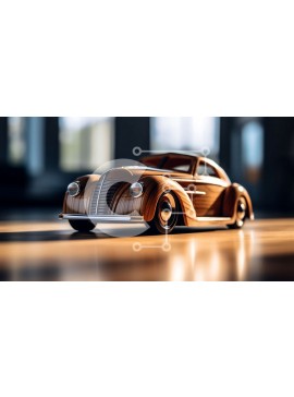 Intra Συλλεκτικό Ξύλινο Παζλ Plywood  4mm - Κομψό και μοντέρνο vintage ξύλινο αυτοκίνητο σε ξύλινο πάτωμα Σε Ξύλινο Κουτί - Διαστάσεις Puzzle: 10x10 cm – 25 κομμάτια