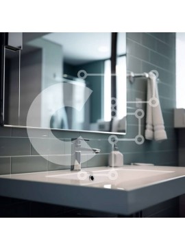 Intra Συλλεκτικό Ξύλινο Παζλ Plywood  4mm - Κομψό μπάνιο με μεγάλο καθρέφτη πάνω από το νιπτήρα Σε Ξύλινο Κουτί - Διαστάσεις Puzzle: 10x10 cm – 25 κομμάτια