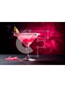 Σετ των 2 Intra Συλλεκτικό Ξύλινο Παζλ Plywood  4mm - Ροζ κοκτέιλ με Lemon Twist Martini Glass σε σκούρο φόντο Σε Ξύλινο Κουτί - Διαστάσεις: 10x10 cm – 25 κομμάτια