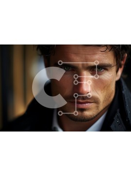 Intra Συλλεκτικό Ξύλινο Παζλ Plywood  4mm - Σοβαρό πορτρέτο ενός άνδρα με μαύρο παλτό και λευκό πουκάμισο Σε Ξύλινο Κουτί - Διαστάσεις Puzzle: 10x10 cm – 25 κομμάτια