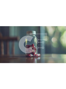 Intra Συλλεκτικό Ξύλινο Παζλ Plywood  4mm - Γυάλινο μπουκάλι με κόκκινα και άσπρα χάπια Σε Ξύλινο Κουτί - Διαστάσεις Puzzle: 10x10 cm – 25 κομμάτια