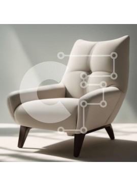 Intra Συλλεκτικό Ξύλινο Παζλ Plywood  4mm - Λευκή δερμάτινη πολυθρόνα με ξύλινο σκελετό και πόδια Σε Ξύλινο Κουτί - Διαστάσεις Puzzle: 10x10 cm – 25 κομμάτια