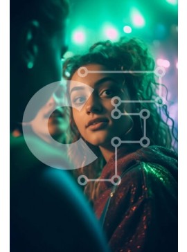 Intra Συλλεκτικό Ξύλινο Παζλ Plywood  4mm - Συναρπαστική σκηνή νυχτερινής ζωής με ομάδα νεαρών γυναικών σε νυχτερινό κέντρο διασκέδασης Σε Ξύλινο Κουτί - Διαστάσεις Puzzle: 10x10 cm – 25 κομμάτια