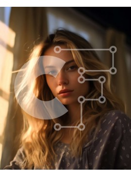 Intra Συλλεκτικό Ξύλινο Παζλ Plywood  4mm - Ονειρική εικόνα μιας ξανθιάς γυναίκας που κοιτάζει έξω από ένα παράθυρο στο ηλιοβασίλεμα Σε Ξύλινο Κουτί - Διαστάσεις Puzzle: 10x10 cm – 25 κομμάτια