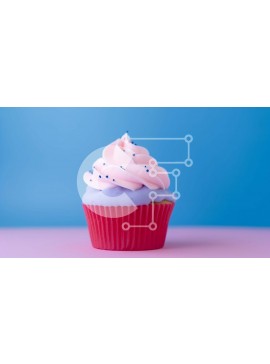 Σετ των 2 Intra Συλλεκτικό Ξύλινο Παζλ Plywood  4mm - Ροζ Cupcake με White Frosting και Blue Sprinkle Σε Ξύλινο Κουτί - Διαστάσεις: 10x10 cm – 25 κομμάτια