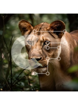 Intra Συλλεκτικό Ξύλινο Παζλ Plywood  4mm - Ισχυρή και μεγαλειώδης λέαινα στη ζούγκλα Σε Ξύλινο Κουτί - Διαστάσεις: 10x10 cm – 25 κομμάτια