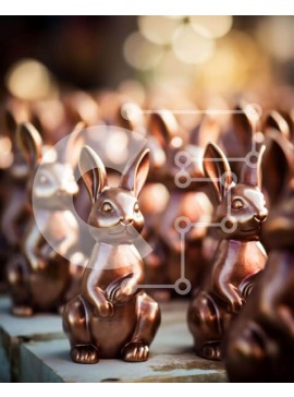 Intra Συλλεκτικό Ξύλινο Παζλ Plywood  4mm - Ομάδα ειδωλίων καφέ λαγουδάκι Σε Ξύλινο Κουτί - Διαστάσεις Puzzle: 10x10 cm – 25 κομμάτια