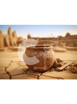 Intra Συλλεκτικό Ξύλινο Παζλ Plywood  4mm - Vintage ραγισμένη γλάστρα μπροστά από έρημο κτήριο Σε Ξύλινο Κουτί - Διαστάσεις Puzzle: 10x10 cm – 25 κομμάτια