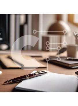 Intra Συλλεκτικό Ξύλινο Παζλ Plywood  4mm - Γραφείο με ανοιχτό σημειωματάριο, στυλό και φλιτζάνι καφέ Σε Ξύλινο Κουτί - Διαστάσεις Puzzle: 10x10 cm – 25 κομμάτια