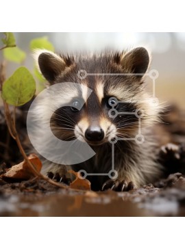 Intra Συλλεκτικό Ξύλινο Παζλ Plywood  4mm - Χαριτωμένο ρακούν που κρυφοκοιτάζει από την τρύπα στο έδαφος Σε Ξύλινο Κουτί - Διαστάσεις: 10x10 cm – 25 κομμάτια