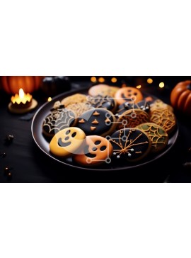 Σετ των 2 Intra Συλλεκτικό Ξύλινο Παζλ Plywood  4mm - Μπισκότα με θέμα το Halloween σε μαύρα κηροπήγια Σε Ξύλινο Κουτί - Διαστάσεις: 10x10 cm – 25 κομμάτια