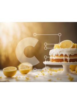 Σετ των 2 Intra Συλλεκτικό Ξύλινο Παζλ Plywood  4mm - Λευκό παγωμένο κέικ λεμονιού με φέτες λεμονιού Σε Ξύλινο Κουτί - Διαστάσεις: 10x10 cm – 25 κομμάτια