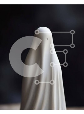 Intra Συλλεκτικό Ξύλινο Παζλ Plywood  4mm - Απόκοσμο λευκό φάντασμα σε σκούρο φόντο Σε Ξύλινο Κουτί - Διαστάσεις Puzzle: 10x10 cm – 25 κομμάτια