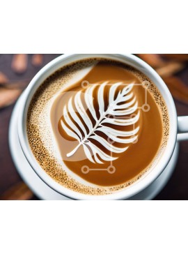 Σετ των 2 Intra Συλλεκτικό Ξύλινο Παζλ Plywood  4mm - Φλιτζάνι καφέ με σχέδιο φύλλων σε καφέ φύλλα Σε Ξύλινο Κουτί - Διαστάσεις: 10x10 cm – 25 κομμάτια