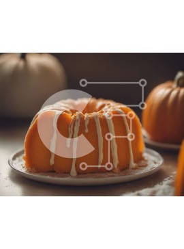 Σετ των 2 Intra Συλλεκτικό Ξύλινο Παζλ Plywood  4mm - Κέικ κολοκύθας Bundt με γλάσο και κολοκύθες Σε Ξύλινο Κουτί - Διαστάσεις: 10x10 cm – 25 κομμάτια