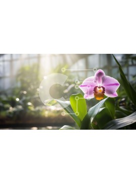 Intra Συλλεκτικό Ξύλινο Παζλ Plywood  4mm - Ροζ λουλούδι ορχιδέας σε εσωτερικό κήπο ή θερμοκήπιο Σε Ξύλινο Κουτί - Διαστάσεις: 10x10 cm – 25 κομμάτια