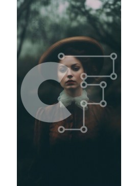 Intra Συλλεκτικό Ξύλινο Παζλ Plywood  4mm - Μυστηριώδης και απόκοσμη φωτογραφία γυναίκας με καφέ φόρεμα σε ένα σκοτεινό δάσος Σε Ξύλινο Κουτί - Διαστάσεις Puzzle: 10x10 cm – 25 κομμάτια