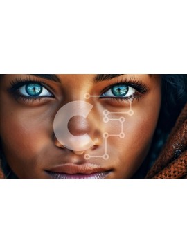 Intra Συλλεκτικό Ξύλινο Παζλ Plywood  4mm - Όμορφο πορτρέτο μιας γυναίκας με σκούρο δέρμα και φωτεινά μπλε μάτια Σε Ξύλινο Κουτί - Διαστάσεις Puzzle: 10x10 cm – 25 κομμάτια