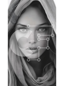 Intra Συλλεκτικό Ξύλινο Παζλ Plywood  4mm - Σοβαρή γυναίκα που φορά ένα κασκόλ κοιτάζοντας κατευθείαν την κάμερα Σε Ξύλινο Κουτί - Διαστάσεις Puzzle: 10x10 cm – 25 κομμάτια