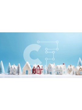 Intra Συλλεκτικό Ξύλινο Παζλ Plywood  4mm - Χειμερινή σκηνή με μινιατούρα χιονισμένα σπίτια και δέντρα Σε Ξύλινο Κουτί - Διαστάσεις Puzzle: 10x10 cm – 25 κομμάτια