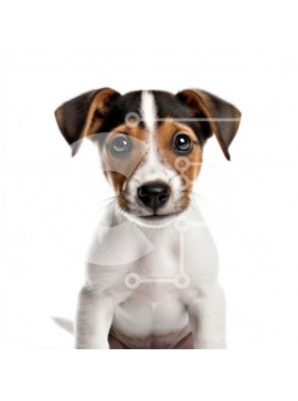 Intra Συλλεκτικό Ξύλινο Παζλ Plywood  4mm - Αξιολάτρευτη εικόνα ενός μικρού καφέ και λευκού σκύλου σε λευκό φόντο Σε Ξύλινο Κουτί - Διαστάσεις: 10x10 cm – 25 κομμάτια