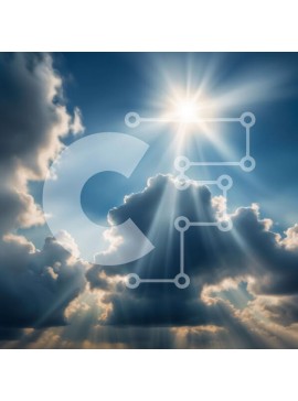 Intra Συλλεκτικό Ξύλινο Παζλ Plywood  4mm - Φωτεινή και ηλιόλουστη εικόνα των ακτίνων του ήλιου μέσα από σύννεφα Σε Ξύλινο Κουτί - Διαστάσεις: 10x10 cm – 25 κομμάτια