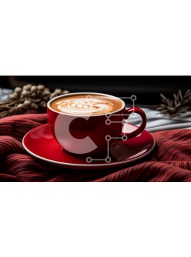 Σετ των 2 Intra Συλλεκτικό Ξύλινο Παζλ Plywood  4mm - Κομψή κόκκινη κούπα καφέ με μοναδικό σχέδιο στο τραπέζι Σε Ξύλινο Κουτί - Διαστάσεις: 10x10 cm – 25 κομμάτια