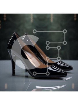 Σετ των 2 Intra Συλλεκτικό Ξύλινο Παζλ Plywood  4mm - Κομψά μαύρα ψηλοτάκουνα παπούτσια στο τραπέζι Σε Ξύλινο Κουτί - Διαστάσεις: 10x10 cm – 25 κομμάτια