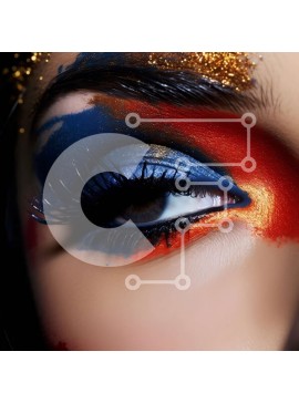 Σετ των 2 Intra Συλλεκτικό Ξύλινο Παζλ Plywood  4mm - Εκπληκτική κινηματογράφηση σε πρώτο πλάνο ενός γυναικείου ματιού με πολύχρωμο μακιγιάζ Σε Ξύλινο Κουτί - Διαστάσεις: 10x10 cm – 25 κομμάτια