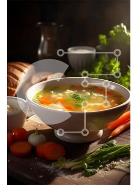 Σετ των 2 Intra Συλλεκτικό Ξύλινο Παζλ Plywood  4mm - Νόστιμη και υγιεινή σούπα με φρέσκα λαχανικά και ψωμί Σε Ξύλινο Κουτί - Διαστάσεις: 10x10 cm – 25 κομμάτια