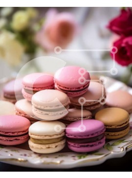 Σετ των 2 Intra Συλλεκτικό Ξύλινο Παζλ Plywood  4mm - Πιάτο με πολύχρωμα αμυγδαλωτά με τριαντάφυλλα και κρασί Σε Ξύλινο Κουτί - Διαστάσεις: 10x10 cm – 25 κομμάτια