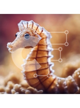 Intra Συλλεκτικό Ξύλινο Παζλ Plywood  4mm - Κοντινή όψη ενός ιππόκαμπου Σε Ξύλινο Κουτί - Διαστάσεις: 10x10 cm – 25 κομμάτια