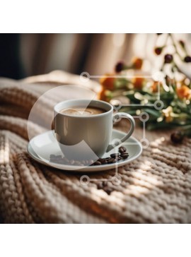 Σετ των 2 Intra Συλλεκτικό Ξύλινο Παζλ Plywood  4mm - Ζεστός και άνετος καφές σε μια όμορφη κουβέρτα με λουλούδια Σε Ξύλινο Κουτί - Διαστάσεις: 10x10 cm – 25 κομμάτια