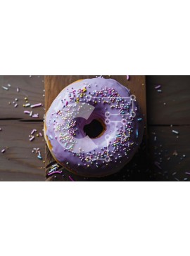 Σετ των 2 Intra Συλλεκτικό Ξύλινο Παζλ Plywood  4mm - Purple Sprinkle Donut σε ξύλινο τραπέζι Σε Ξύλινο Κουτί - Διαστάσεις: 10x10 cm – 25 κομμάτια