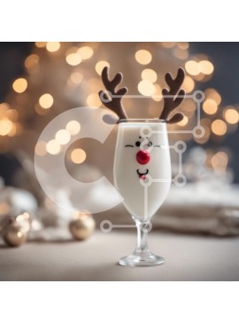 Intra Συλλεκτικό Ξύλινο Παζλ Plywood  4mm - Εορταστικό ποτήρι γάλακτος με κέρατα ταράνδου και εορταστικά στολίδια Σε Ξύλινο Κουτί - Διαστάσεις Puzzle: 10x10 cm – 25 κομμάτια