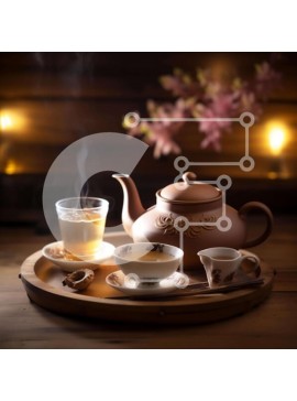 Σετ των 2 Intra Συλλεκτικό Ξύλινο Παζλ Plywood  4mm - Τσαγιέρα με φλιτζάνια και πιατάκια σε ξύλινο δίσκο Σε Ξύλινο Κουτί - Διαστάσεις: 10x10 cm – 25 κομμάτια