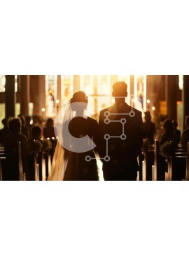 Intra Συλλεκτικό Ξύλινο Παζλ Plywood  4mm - Νεόνυμφο ζευγάρι που περπατά στο διάδρομο Σε Ξύλινο Κουτί - Διαστάσεις Puzzle: 10x10 cm – 25 κομμάτια