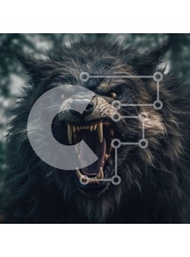 Intra Συλλεκτικό Ξύλινο Παζλ Plywood  4mm - Άγρια ασπρόμαυρη εικόνα ενός λυκάνθρωπου που βρυχάται Σε Ξύλινο Κουτί - Διαστάσεις: 10x10 cm – 25 κομμάτια