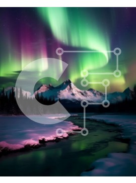 Intra Συλλεκτικό Ξύλινο Παζλ Plywood  4mm - Εκπληκτική εικόνα του βόρειου σέλας της Σέλας πάνω από τα χιονισμένα βουνά Σε Ξύλινο Κουτί - Διαστάσεις: 10x10 cm – 25 κομμάτια