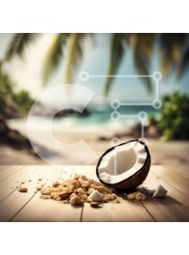 Intra Συλλεκτικό Ξύλινο Παζλ Plywood  4mm - Καρύδα σε ένα ξύλινο τραπέζι με φοίνικες και παραλία στο φόντο Σε Ξύλινο Κουτί - Διαστάσεις: 10x10 cm – 25 κομμάτια