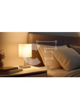 Intra Συλλεκτικό Ξύλινο Παζλ Plywood  4mm - Υπνοδωμάτιο με λευκό φωτιστικό και κομοδίνο Σε Ξύλινο Κουτί - Διαστάσεις Puzzle: 10x10 cm – 25 κομμάτια