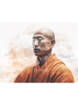 Intra Συλλεκτικό Ξύλινο Παζλ Plywood  4mm - Μοναχός που διαλογίζεται μπροστά στα σύννεφα Σε Ξύλινο Κουτί - Διαστάσεις Puzzle: 10x10 cm – 25 κομμάτια