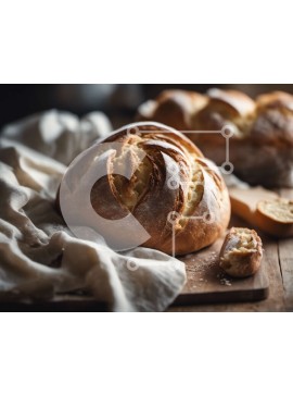 Σετ των 2 Intra Συλλεκτικό Ξύλινο Παζλ Plywood  4mm - Φρεσκοψημένο ψωμί σε ξύλο κοπής με μαχαίρι Σε Ξύλινο Κουτί - Διαστάσεις: 10x10 cm – 25 κομμάτια