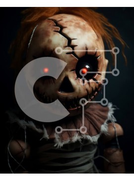 Intra Συλλεκτικό Ξύλινο Παζλ Plywood  4mm - Κοκκινομάλλα κούκλα με μαύρη στολή Σε Ξύλινο Κουτί - Διαστάσεις Puzzle: 10x10 cm – 25 κομμάτια