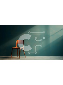 Intra Συλλεκτικό Ξύλινο Παζλ Plywood  4mm - Κενό δωμάτιο με μπλε τοίχο και πορτοκαλί καρέκλα Σε Ξύλινο Κουτί - Διαστάσεις Puzzle: 10x10 cm – 25 κομμάτια