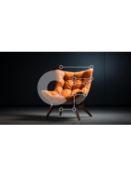 Intra Συλλεκτικό Ξύλινο Παζλ Plywood  4mm - Μοντέρνα Πορτοκαλί Πολυθρόνα με Ξύλινο Σκελετό και Δερμάτινη Ταπετσαρία Σε Ξύλινο Κουτί - Διαστάσεις Puzzle: 10x10 cm – 25 κομμάτια