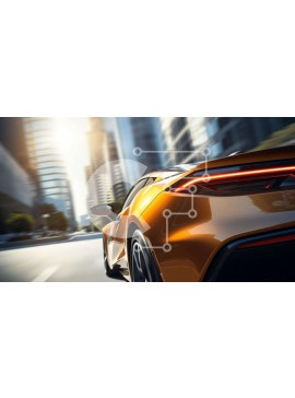 Intra Συλλεκτικό Ξύλινο Παζλ Plywood  4mm - Orange Sports Car Driving Down City Street Σε Ξύλινο Κουτί - Διαστάσεις Puzzle: 10x10 cm – 25 κομμάτια